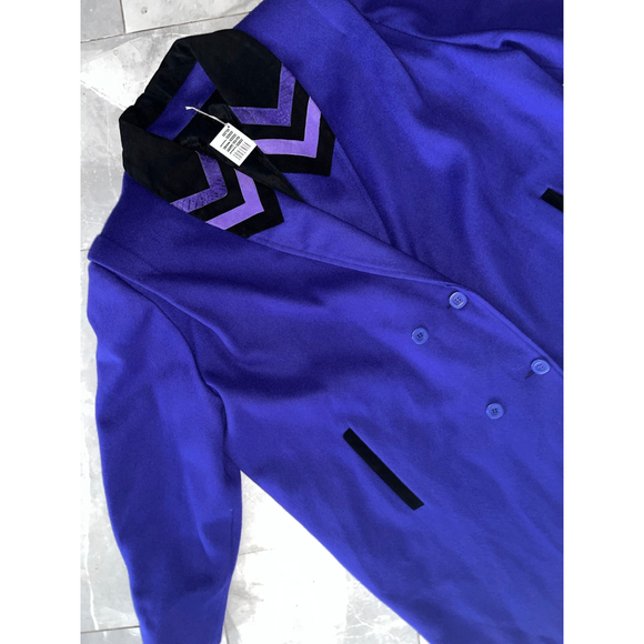 Vintage Yves Venet Purple Chevron Coat 24 1/2 - Picture 1 of 10